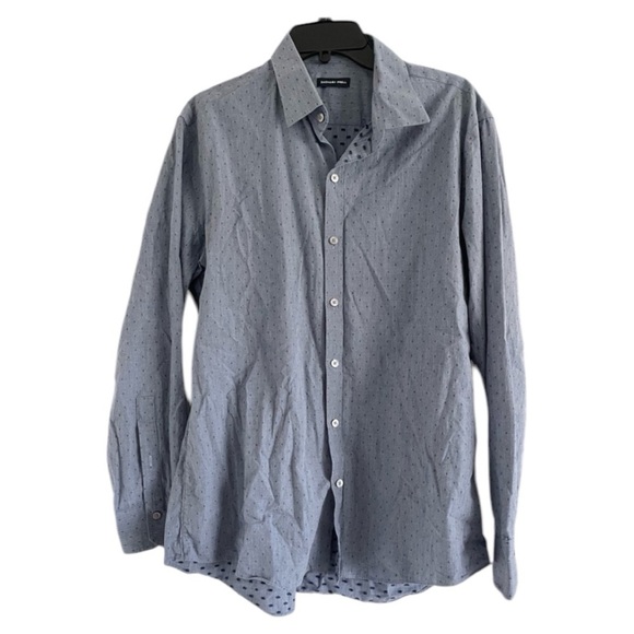 ZACHARY PRELL Men’s Large Blue Button Up‎ Polka Dot Long Sleeve Casual-Size L - Picture 1 of 5